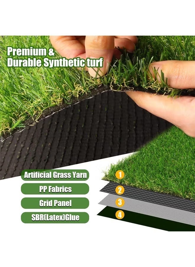 إتش كيو جيمنغ سجادة عشب صناعي للاستخدام الداخلي والخارجي، عشب صناعي واقعي، سجادة عشب صناعي مع فتحات تصريف للفناء والشرفة والساحات والحدائق (4م × 1م) - Image 4